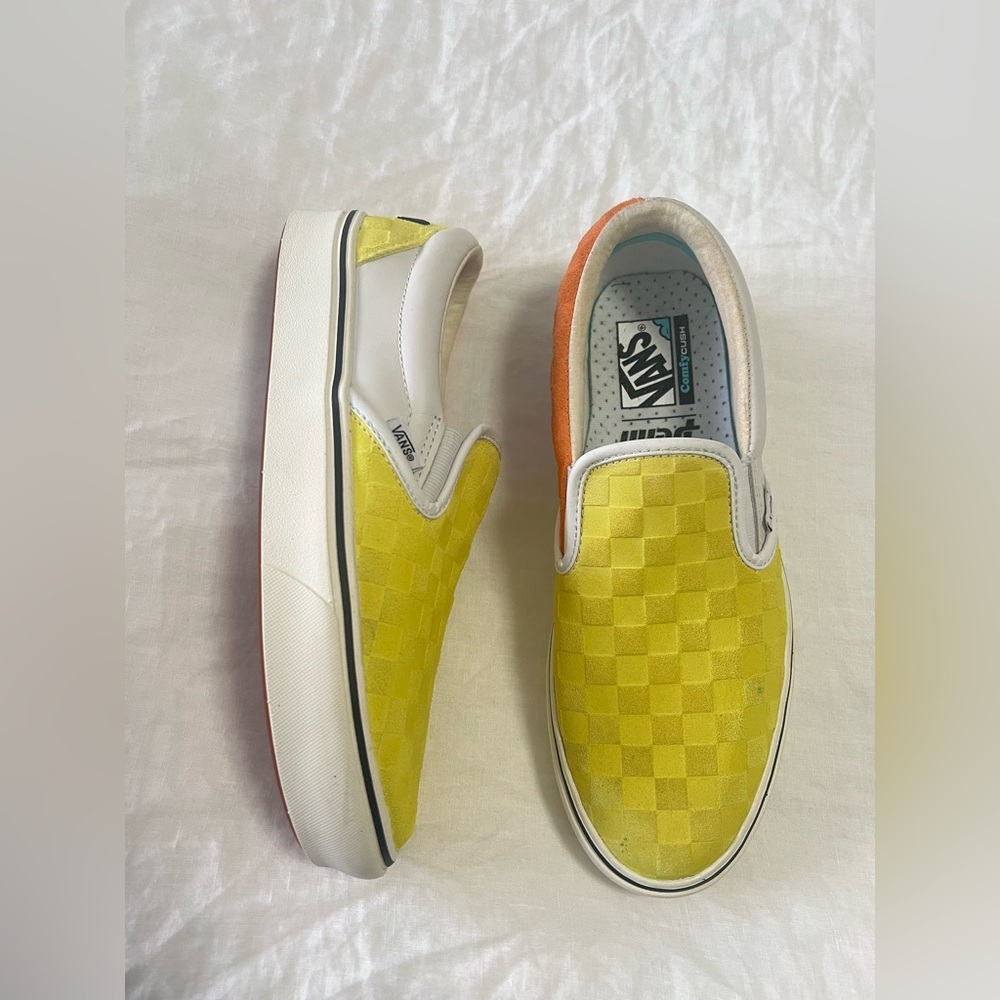 Vans Penn | WM 10 / M 8.5 | ComfyCush Slip-On Yellow Orange Tennis Ball Sneaker